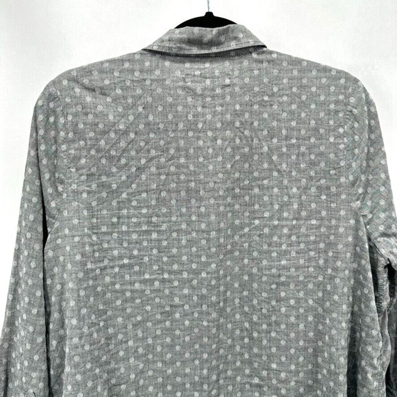 The Great. The Ruffle Oxford Top Size XS Cotton Polka Dot Grey Peplum Preppy - Picture 9 of 12